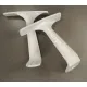 Пара белых т-образных пластиковых подлокотников 682Т для офисного кресла.. Фото товара с разных ракурсов.