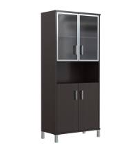 Шкаф высокий с малыми стеклянными дверьми в AL-рамке и глухими B 430.9 Венге Магия 900х450х2054 